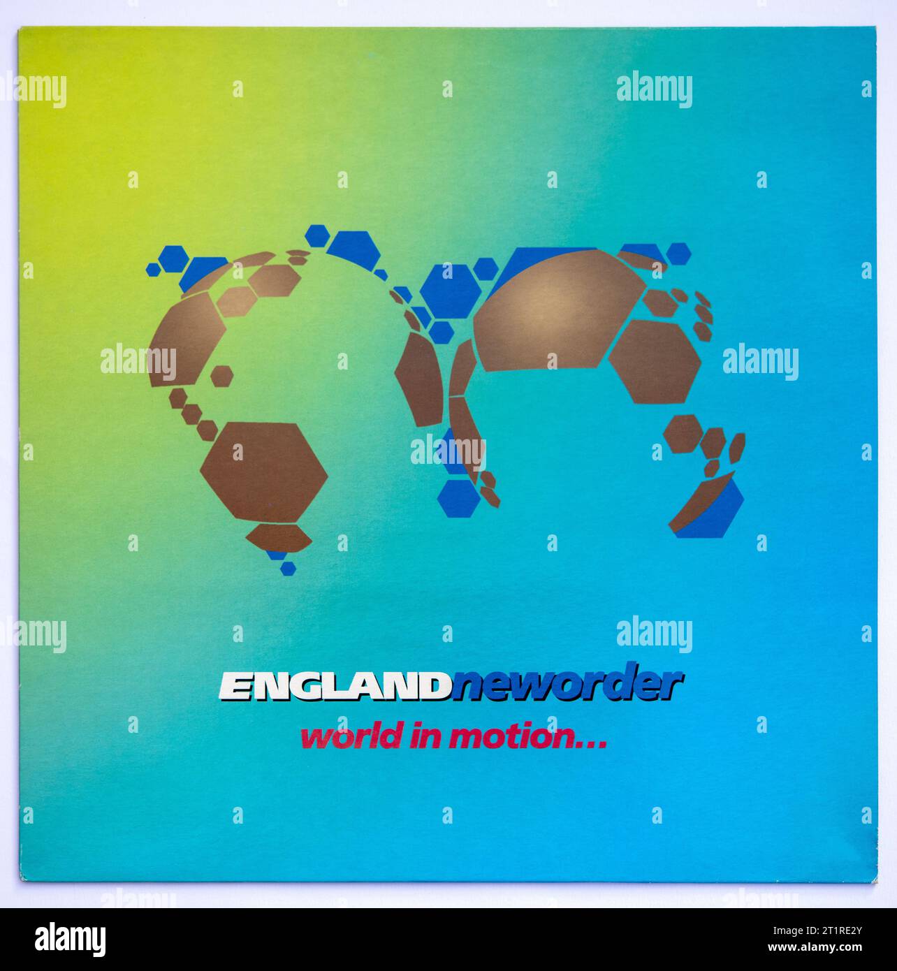 Picture cover of the 12 inch single version of World in Motion by New Order and the England National Football Team, which was released in 1990 Stock Photo