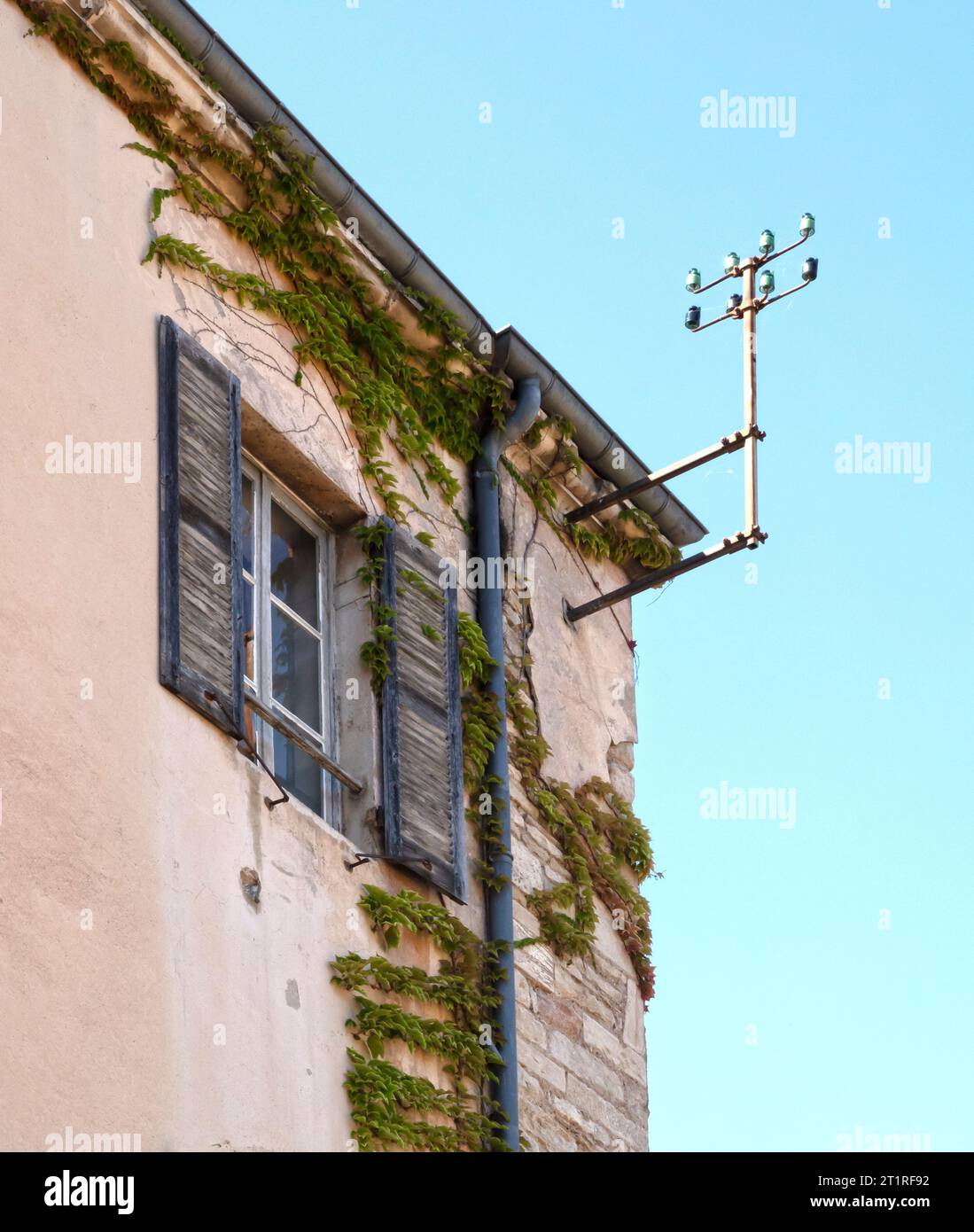 Old domestic mains electricity supply in France Stock Photo