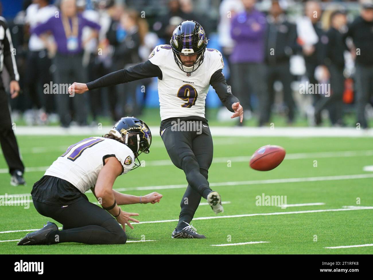 Baltimore Ravens' Justin Tucker kicks a field goal during the NFL