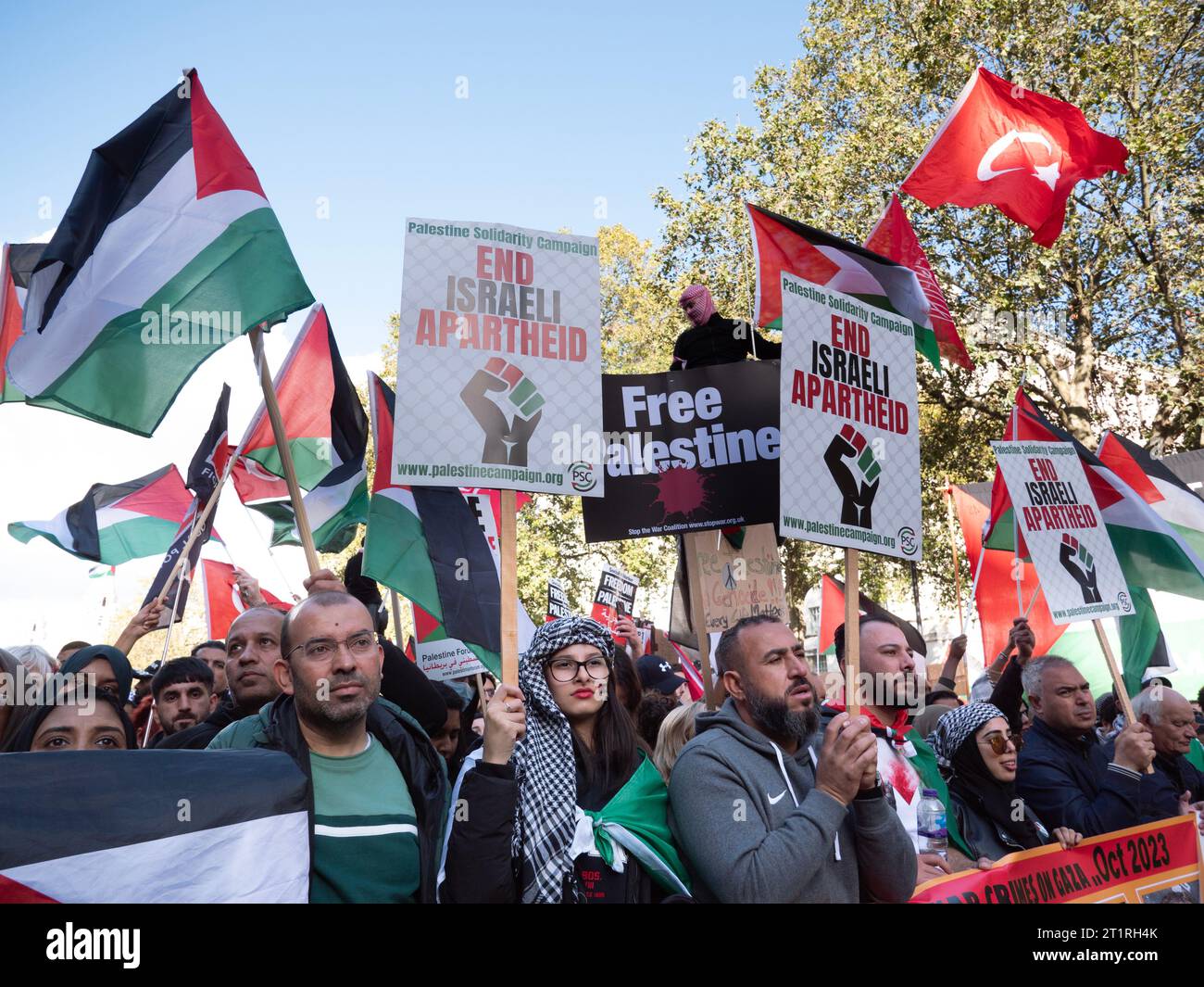 Pro-Palestinian marchers in London, UK, at the Palestine Solidarity ...