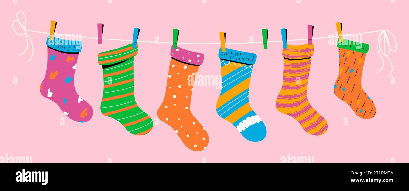 Colored socks on feet, color vector isolated cartoon-style