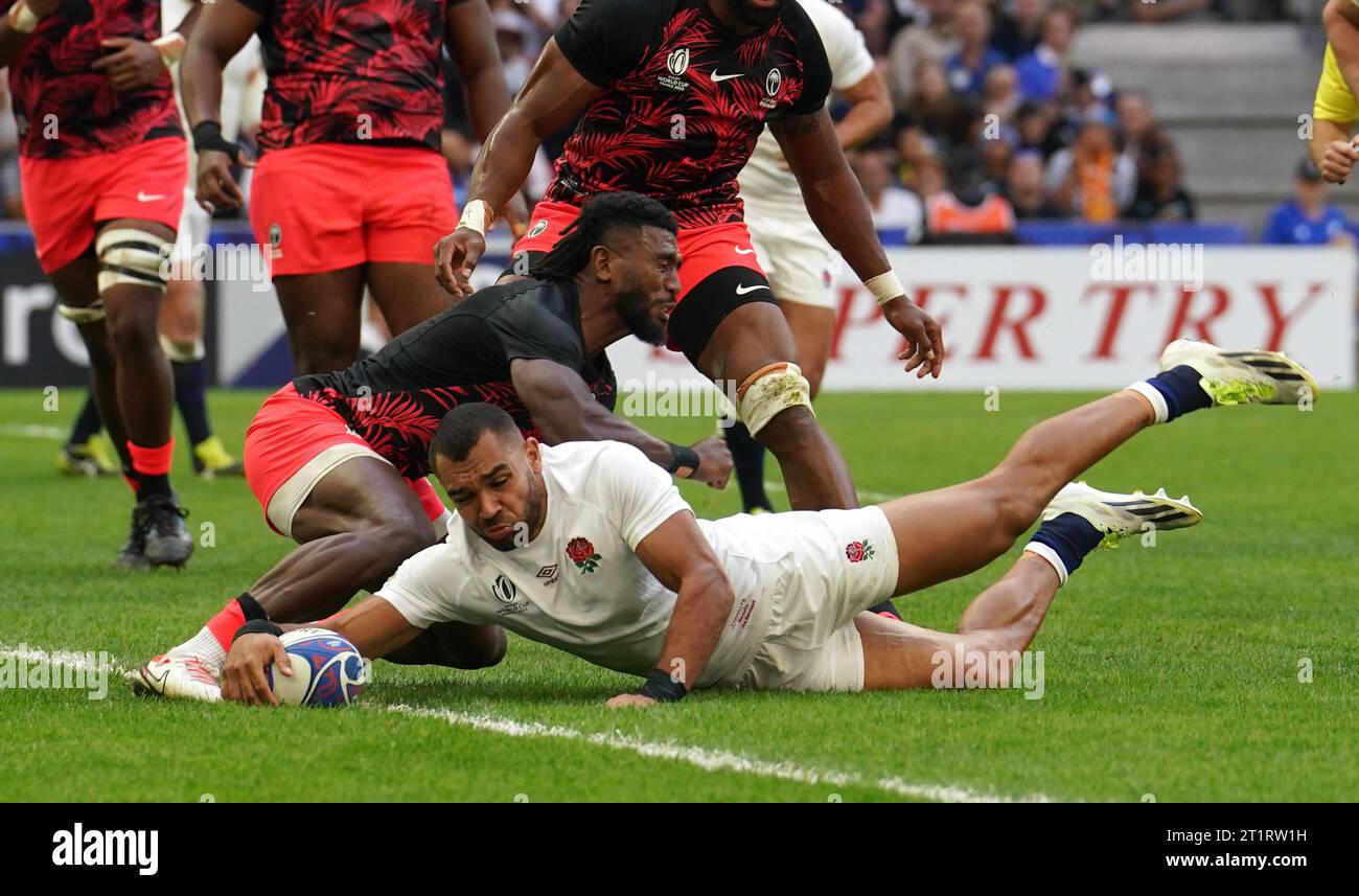 England's Joe Marchant dives in to score his sides second try during ...