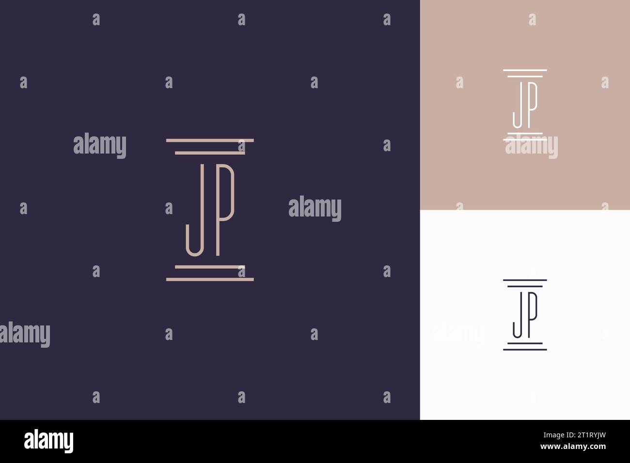 JP monogram initials design for law firm logo inspiration Stock Vector