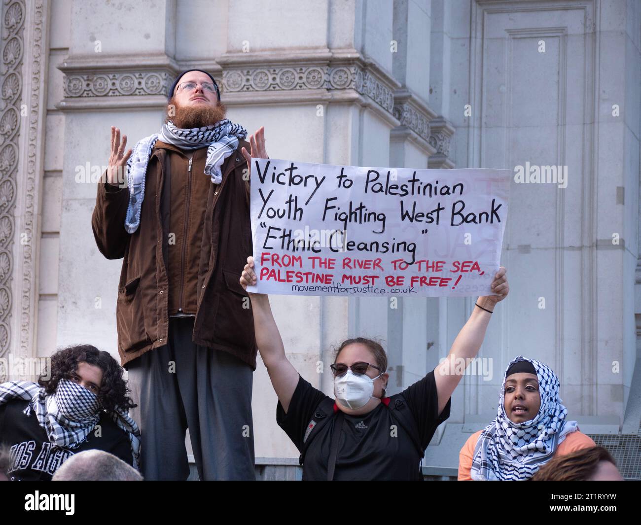Pro-Palestinian marchers in London, UK, at the Palestine Solidarity