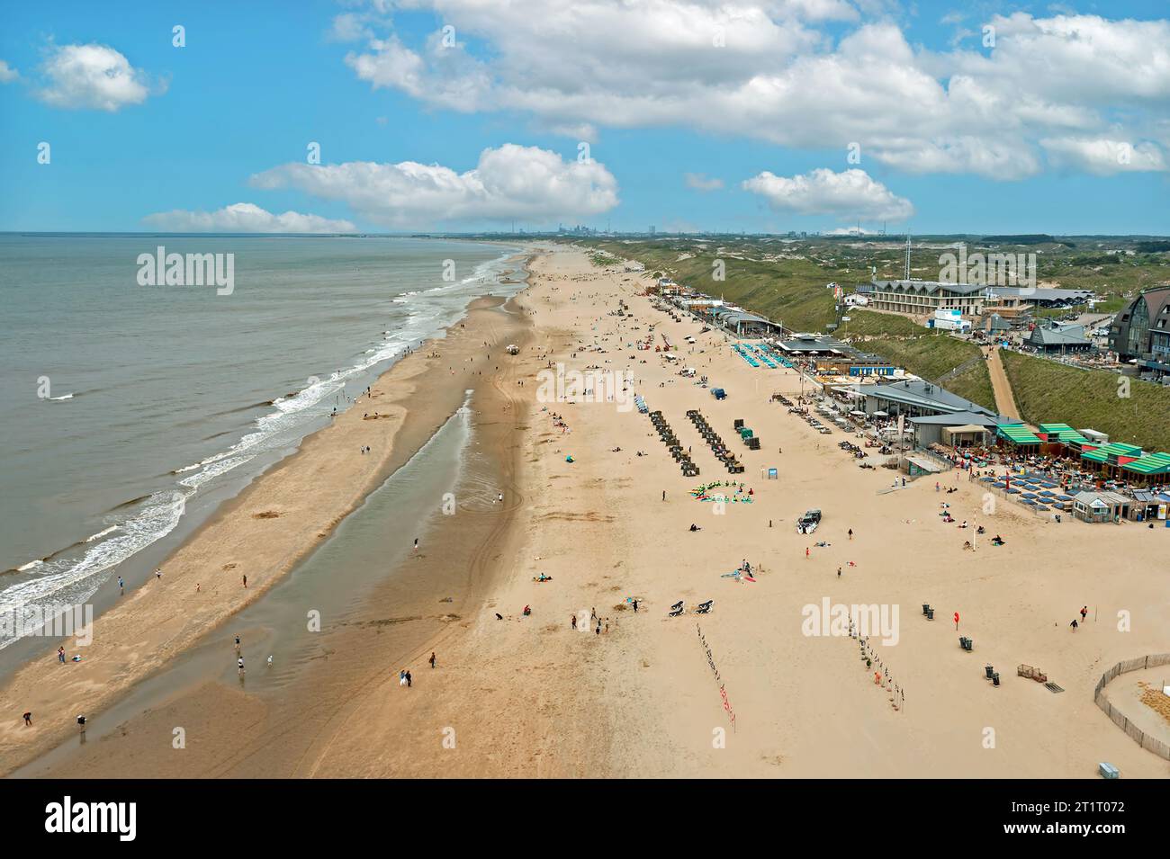 Aerial from the beach at Bloemendaal aan Zee in the Netherlands Stock Photo
