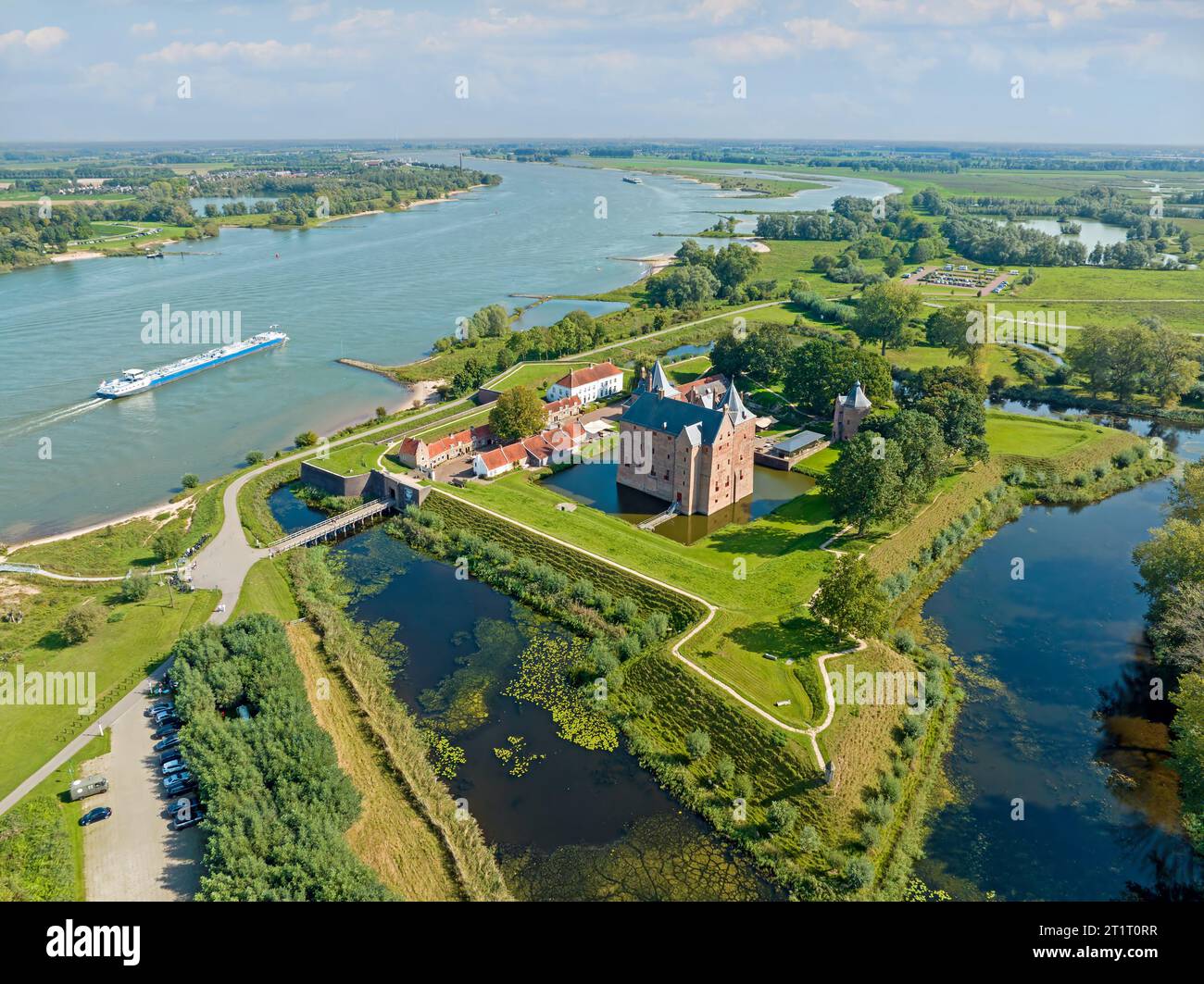 Aerial from castle Loevestein at the river Merwede in the Netherlands Stock Photo