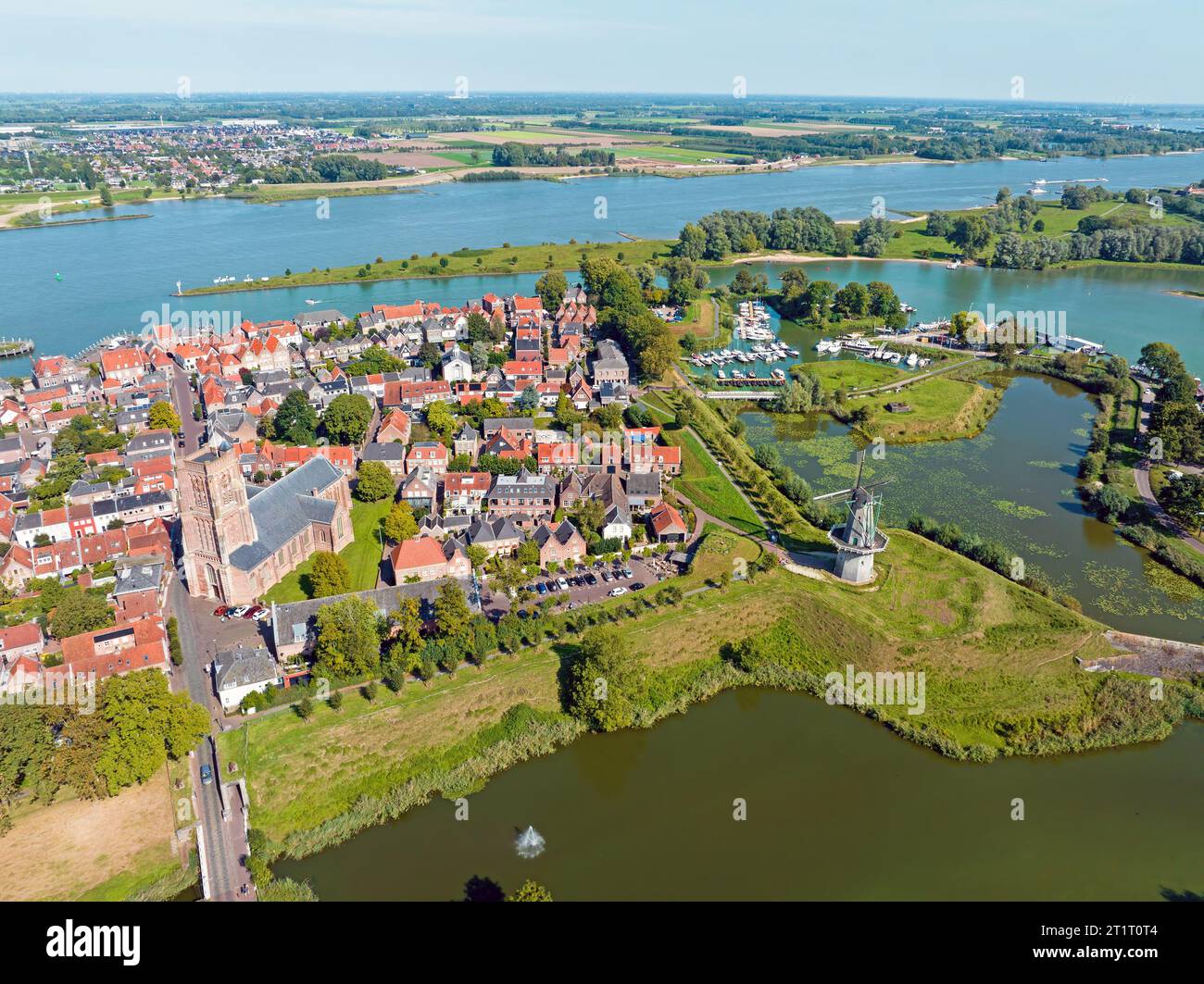 Aerial from the historical city Woudrichem in the Netherlands Stock Photo
