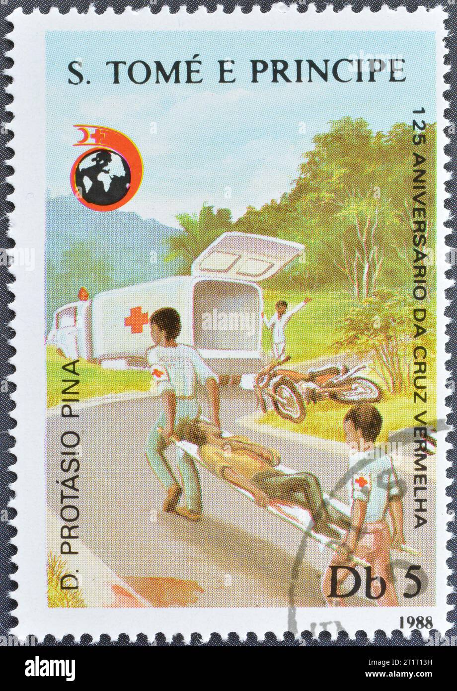 Cancelled postage stamp printed by São Tomé and Príncipe, that shows