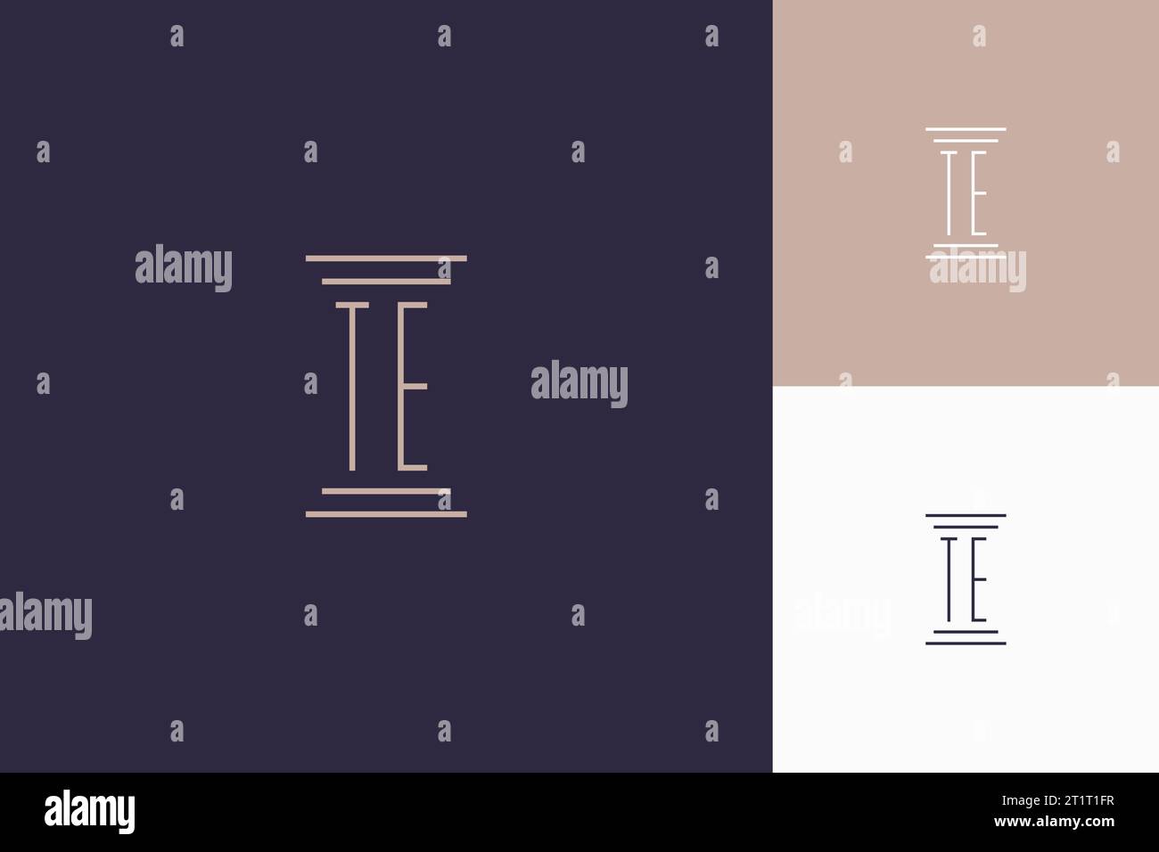 TE monogram initials design for law firm logo inspiration Stock Vector