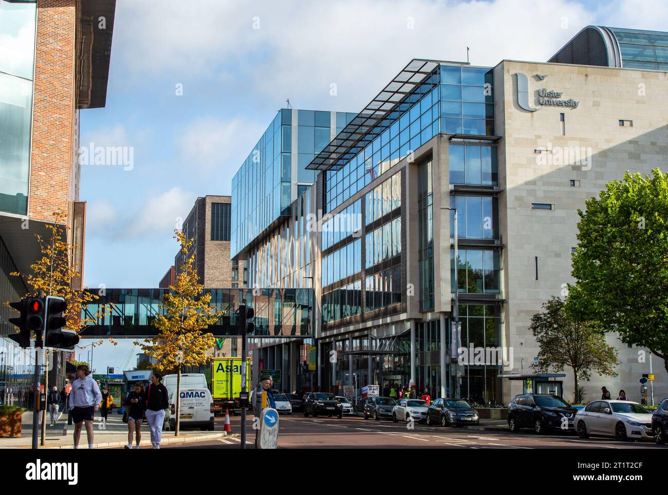 Belfast, UK, Sep 29, 2023. Street view of the Ulster University Belfast