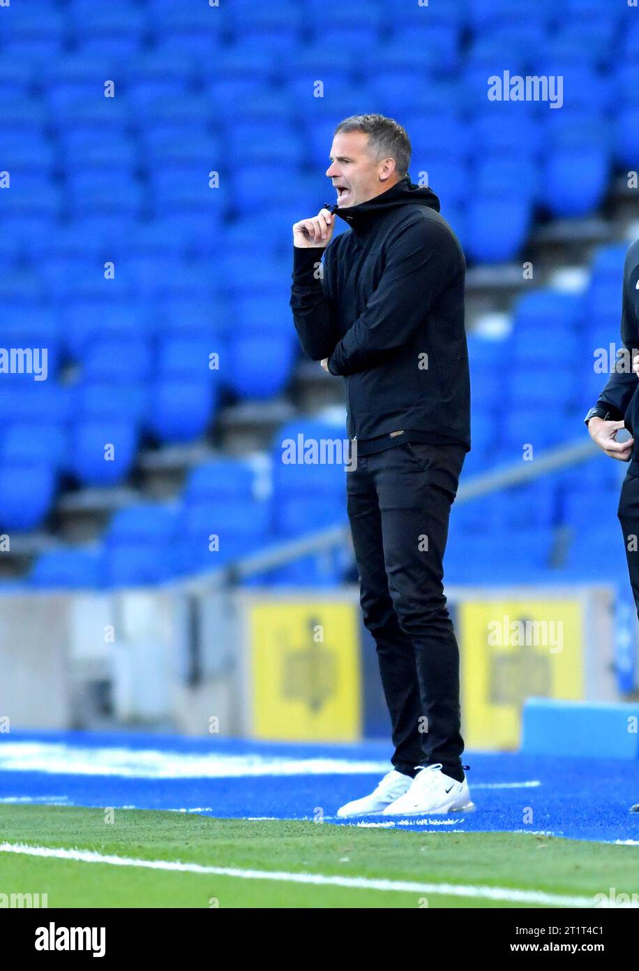 Brighton UK 15th October 2023 -  Tottenham head coach Robert Vilahamn during the Barclays  Women's Super League football match between Brighton & Hove Albion and Tottenham Hotspur at The American Express Stadium (Editorial Use Only) : Credit Simon Dack /TPI/ Alamy Live News Stock Photo