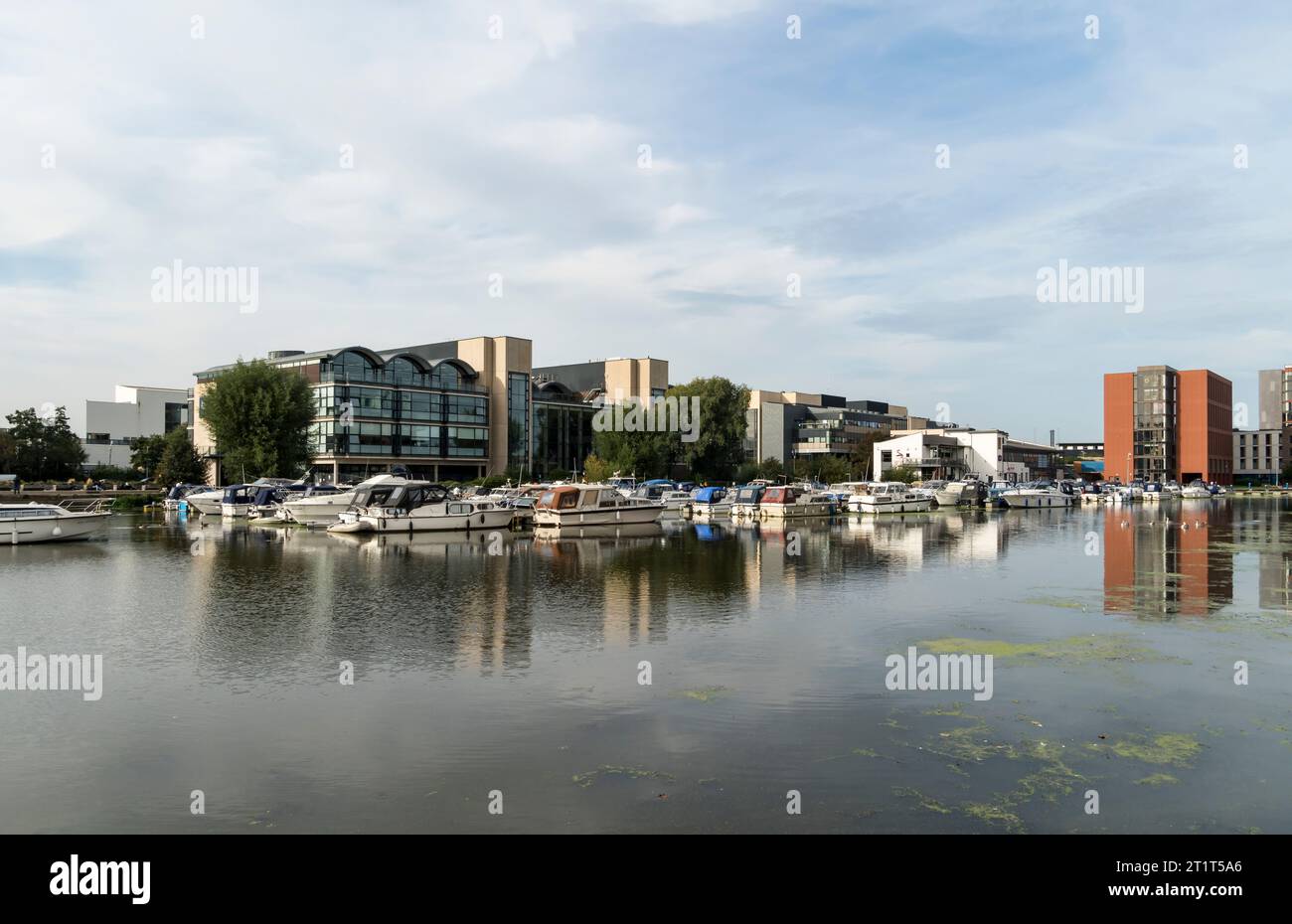 View over Brayford Pool from Brayford Wharf North, Lincoln City, Lincolnshire, England, UK Stock Photo