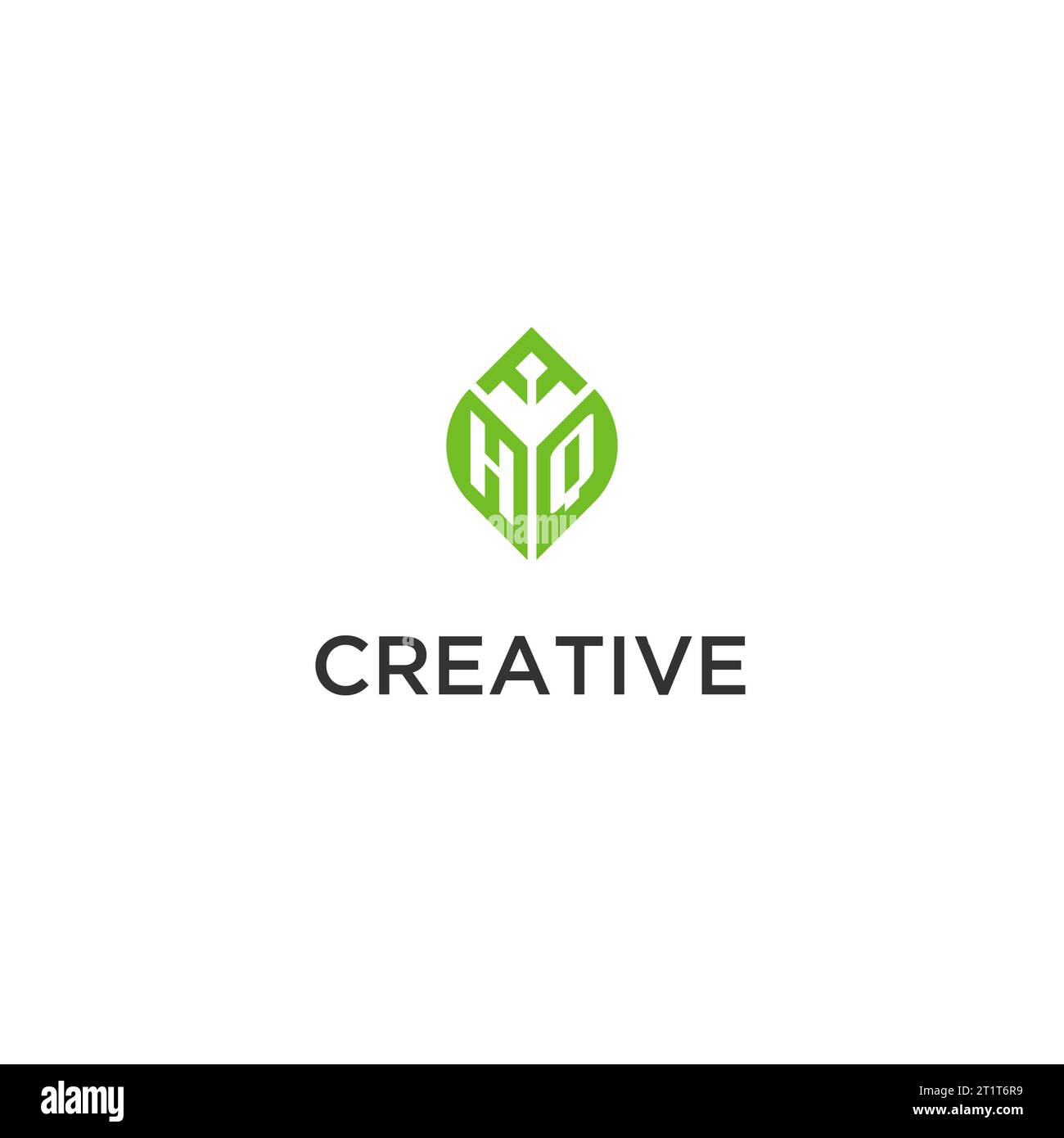 HQ monogram with leaf logo design ideas, creative initial letter logo ...