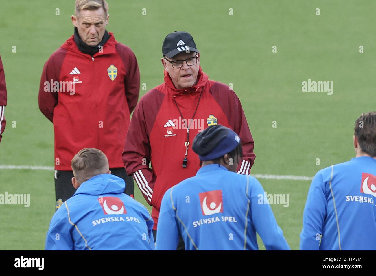 Brussels, Belgium. 15th Oct, 2023. Sweden's head coach Janne Andersson pictured during a training session of the Swedish national soccer team, at the King Baudouin stadium (Stade Roi Baudouin - Koning Boudewijn stadion), Sunday 15 October 2023. The Belgian national soccer team Red Devils are playing against Sweden on Monday, match 7/8 in Group F of the Euro 2024 qualifications. BELGA PHOTO BRUNO FAHY Credit: Belga News Agency/Alamy Live News Stock Photo
