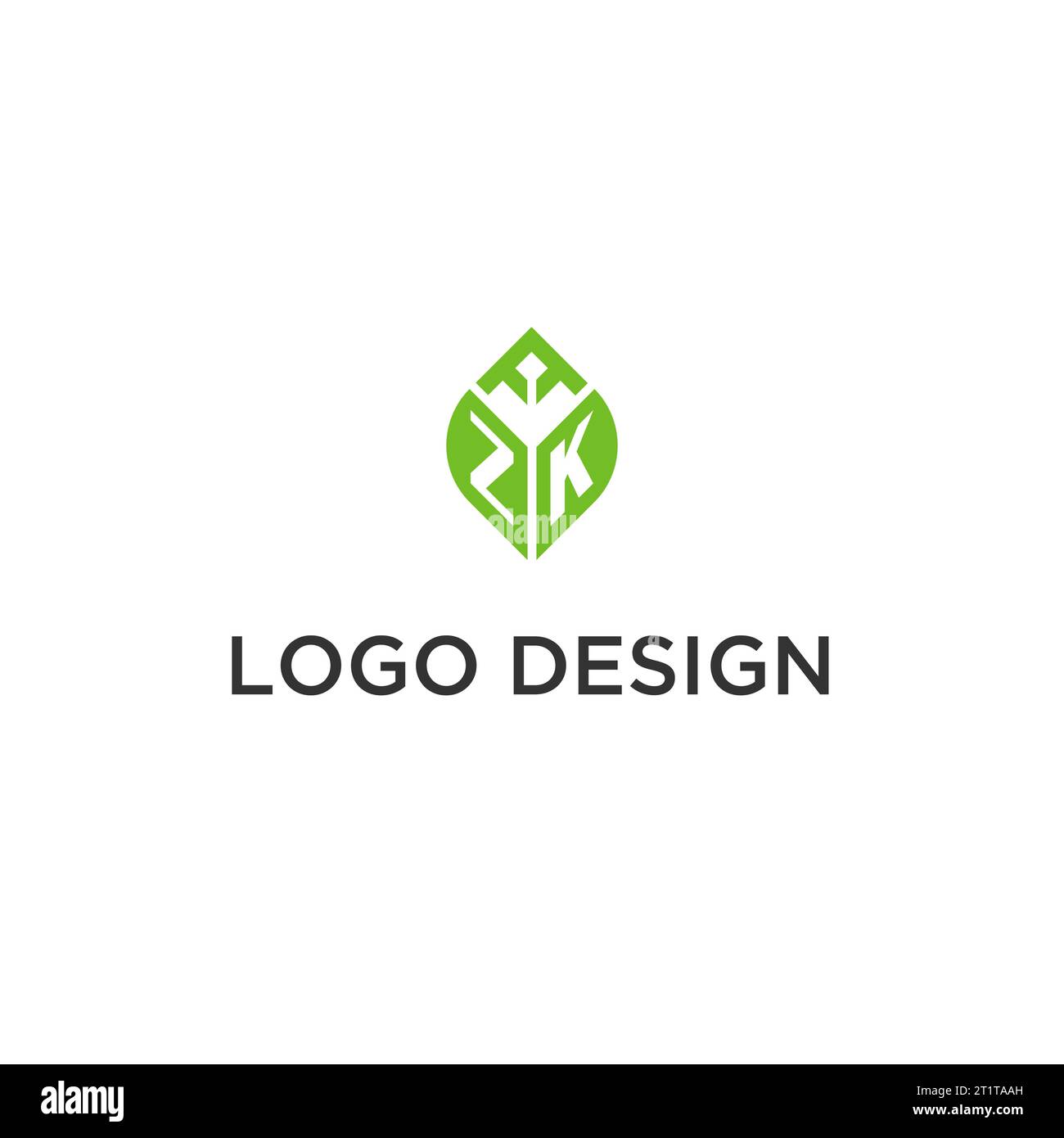 ZK monogram with leaf logo design ideas, creative initial letter logo ...