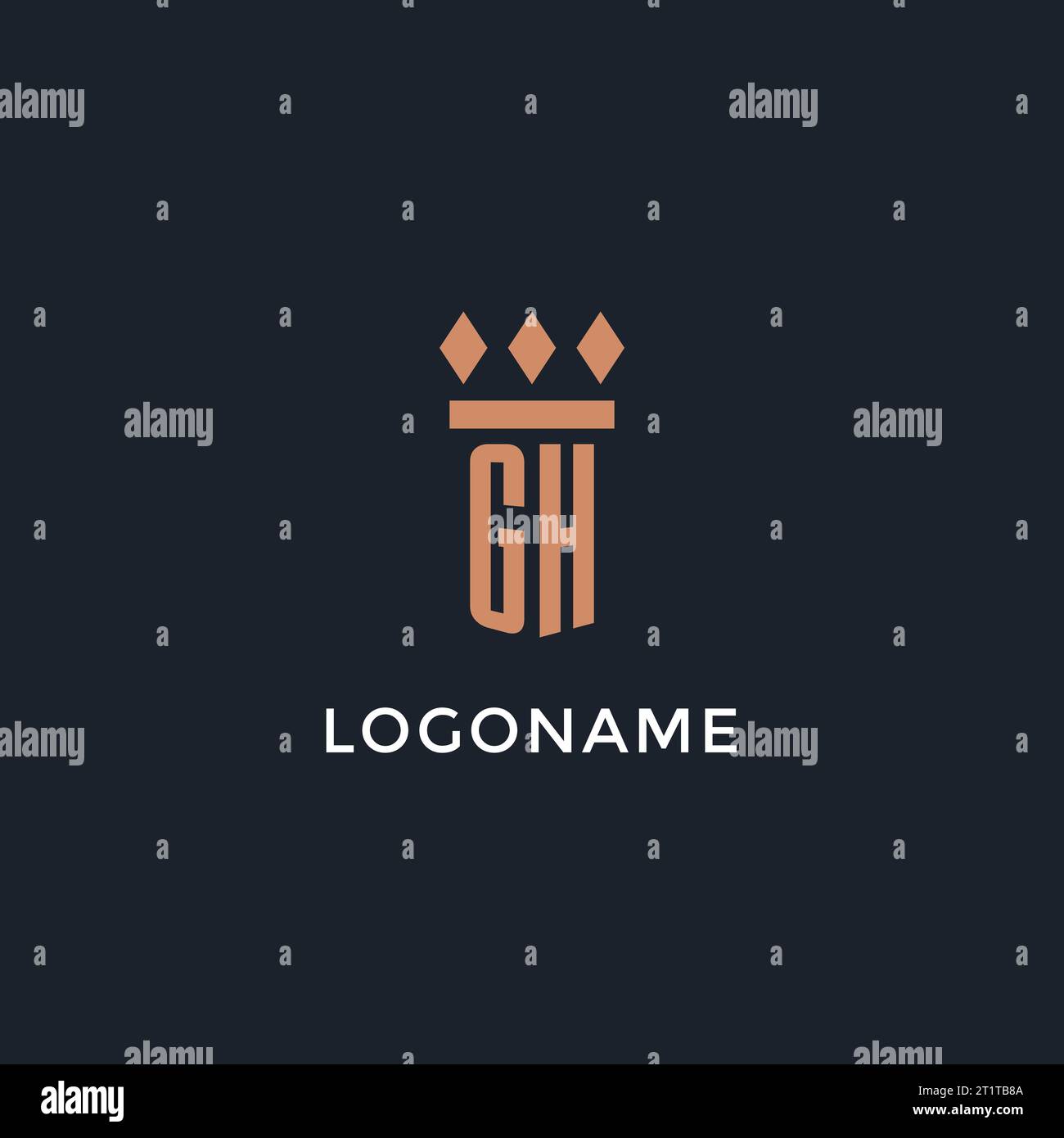 GH logo initial with pillar icon design, luxury monogram style logo for ...