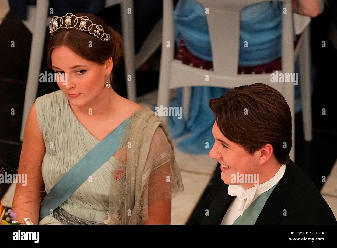 Princess Ingrid Alexandra of Norway and Prince Christian. Prince Christian's 18th birthday is celebrated with a gala dinner at Christiansborg Castle in Copenhagen, Sunday 15 October 2023. (Photo: Mads Claus Rasmussen/Scanpix 2023) Stock Photo