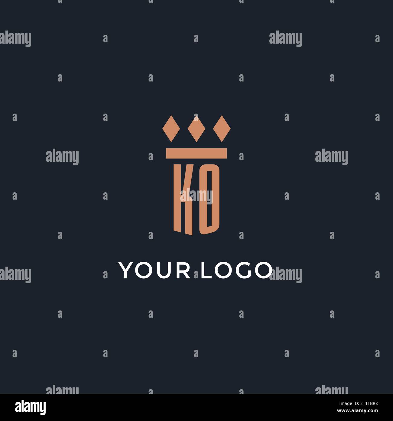 KO logo initial with pillar icon design, luxury monogram style logo for ...