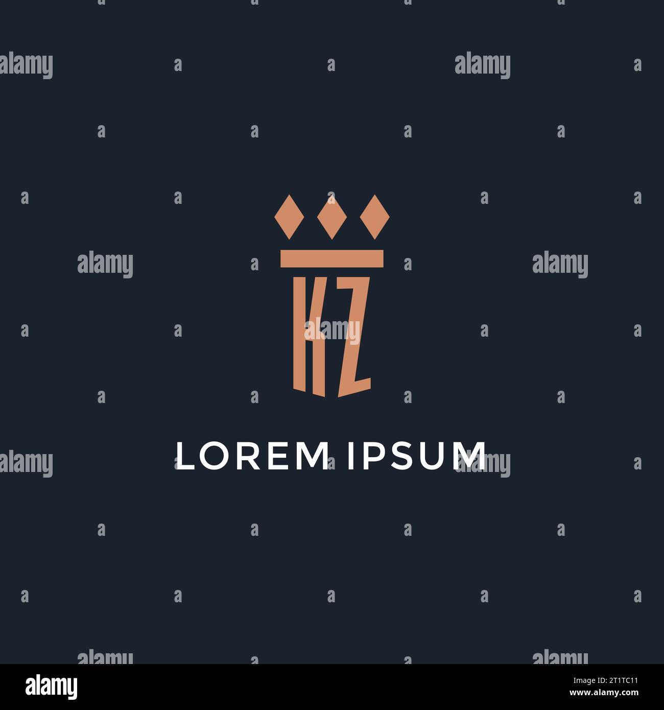 KZ logo initial with pillar icon design, luxury monogram style logo for ...