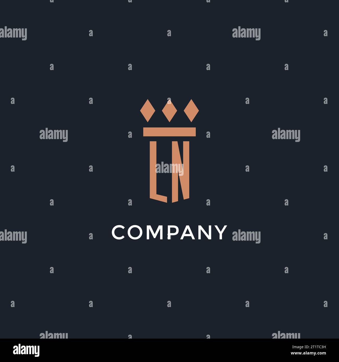 LN logo initial with pillar icon design, luxury monogram style logo for ...