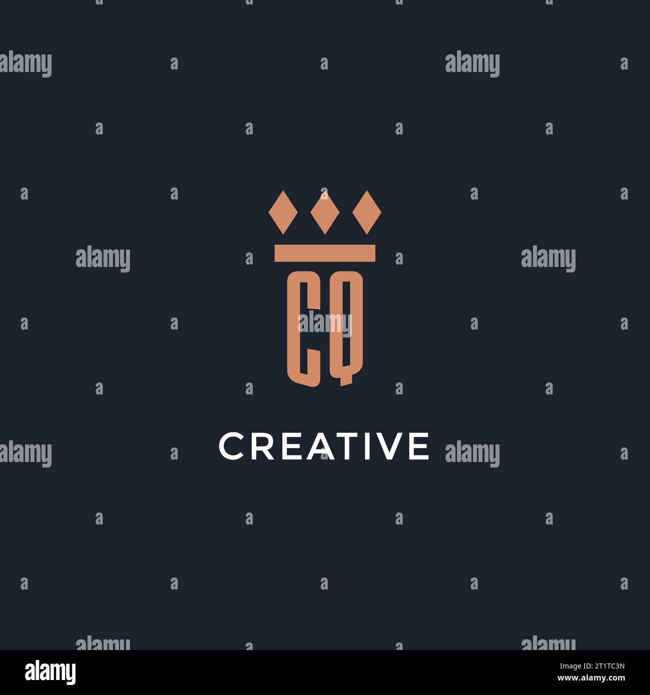 CQ logo initial with pillar icon design, luxury monogram style logo for ...