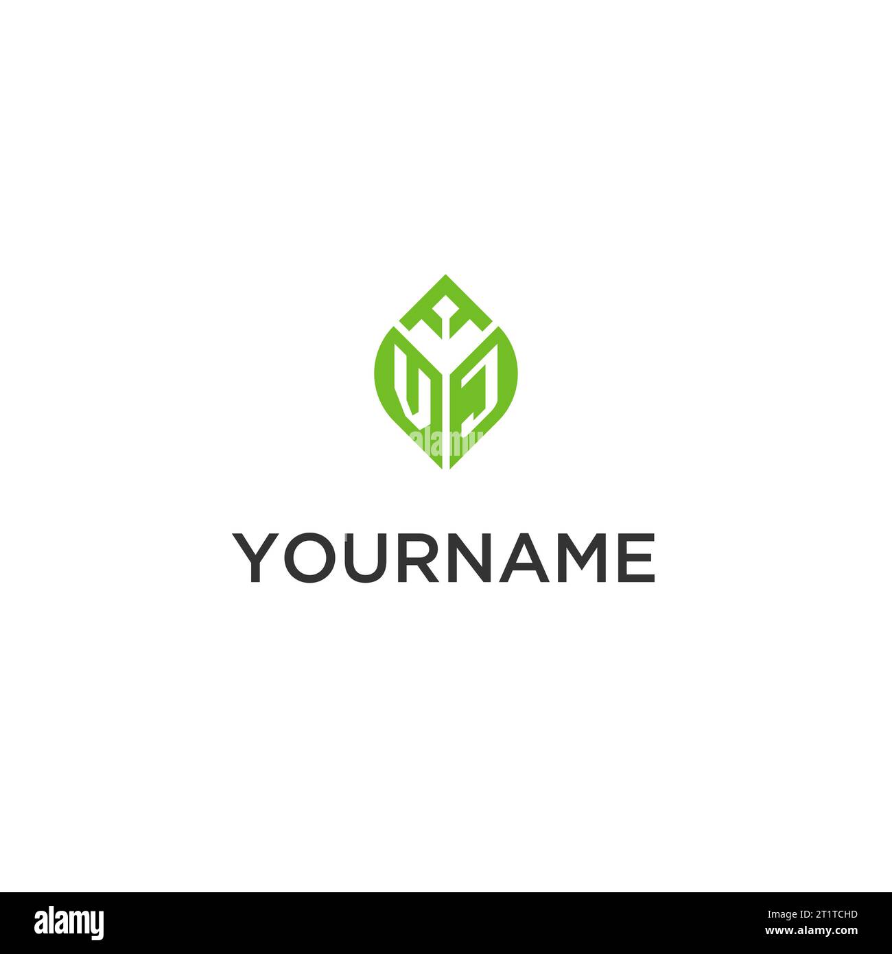 VJ monogram with leaf logo design ideas, creative initial letter logo with natural green leaves vector graphic Stock Vector