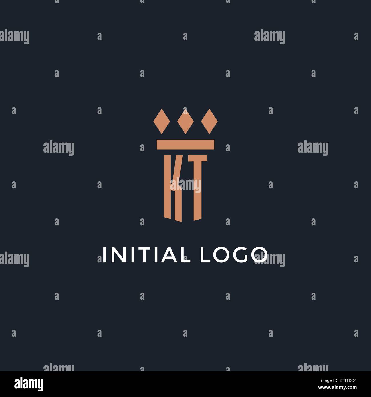 KT logo initial with pillar icon design, luxury monogram style logo for ...