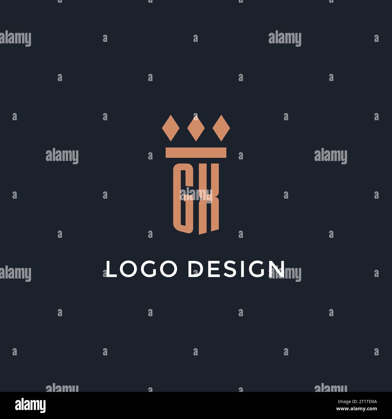 GX logo initial with pillar icon design, luxury monogram style logo for law firm and attorney vector graphic Stock Vector