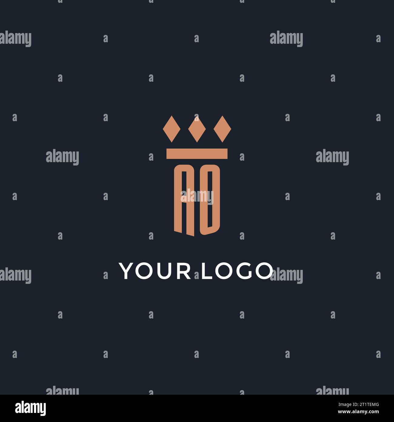 AO logo initial with pillar icon design, luxury monogram style logo for ...