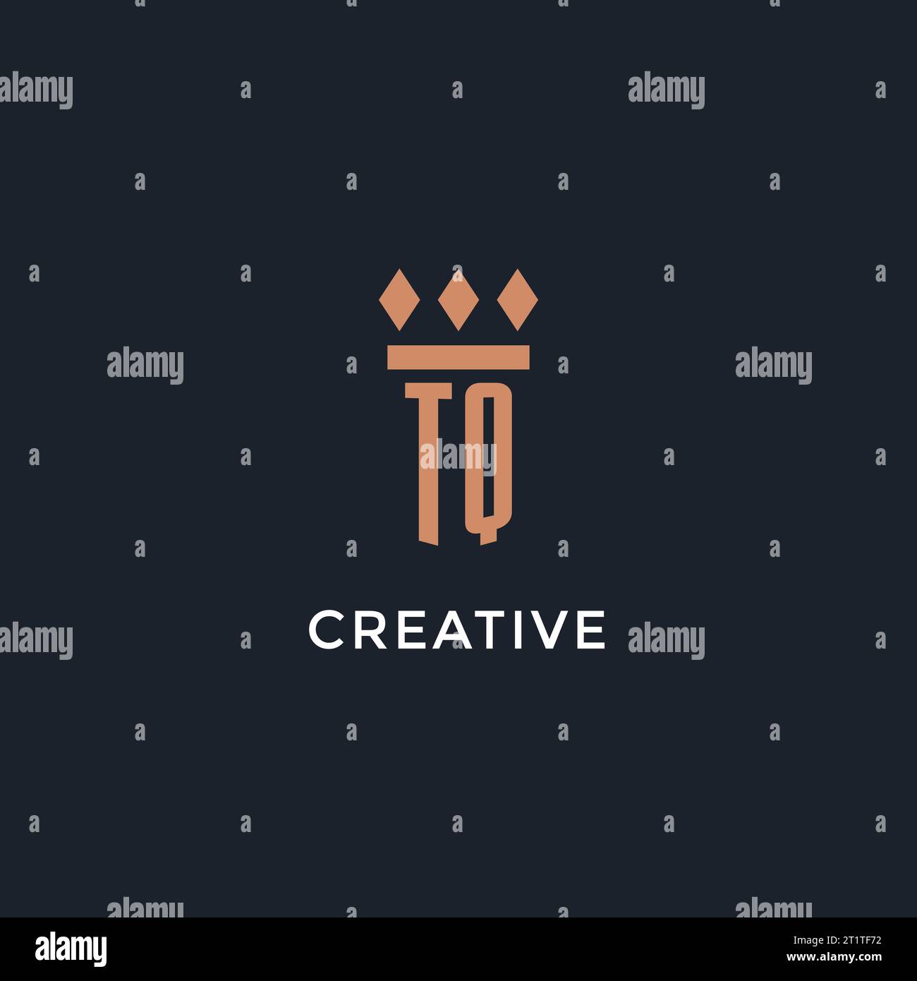 TQ logo initial with pillar icon design, luxury monogram style logo for ...