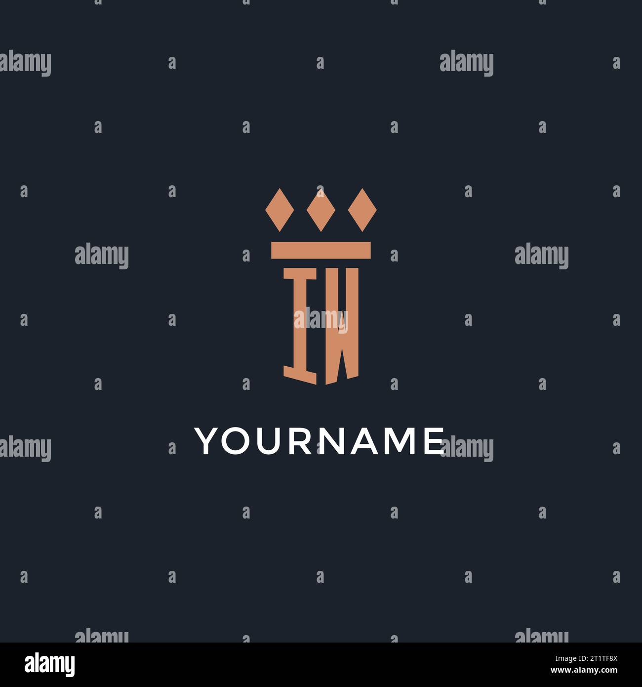 IW logo initial with pillar icon design, luxury monogram style logo for ...