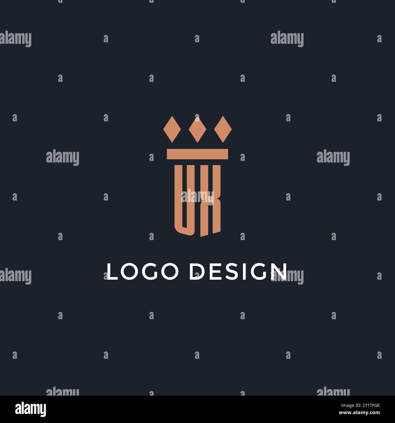 UX logo initial with pillar icon design, luxury monogram style logo for ...