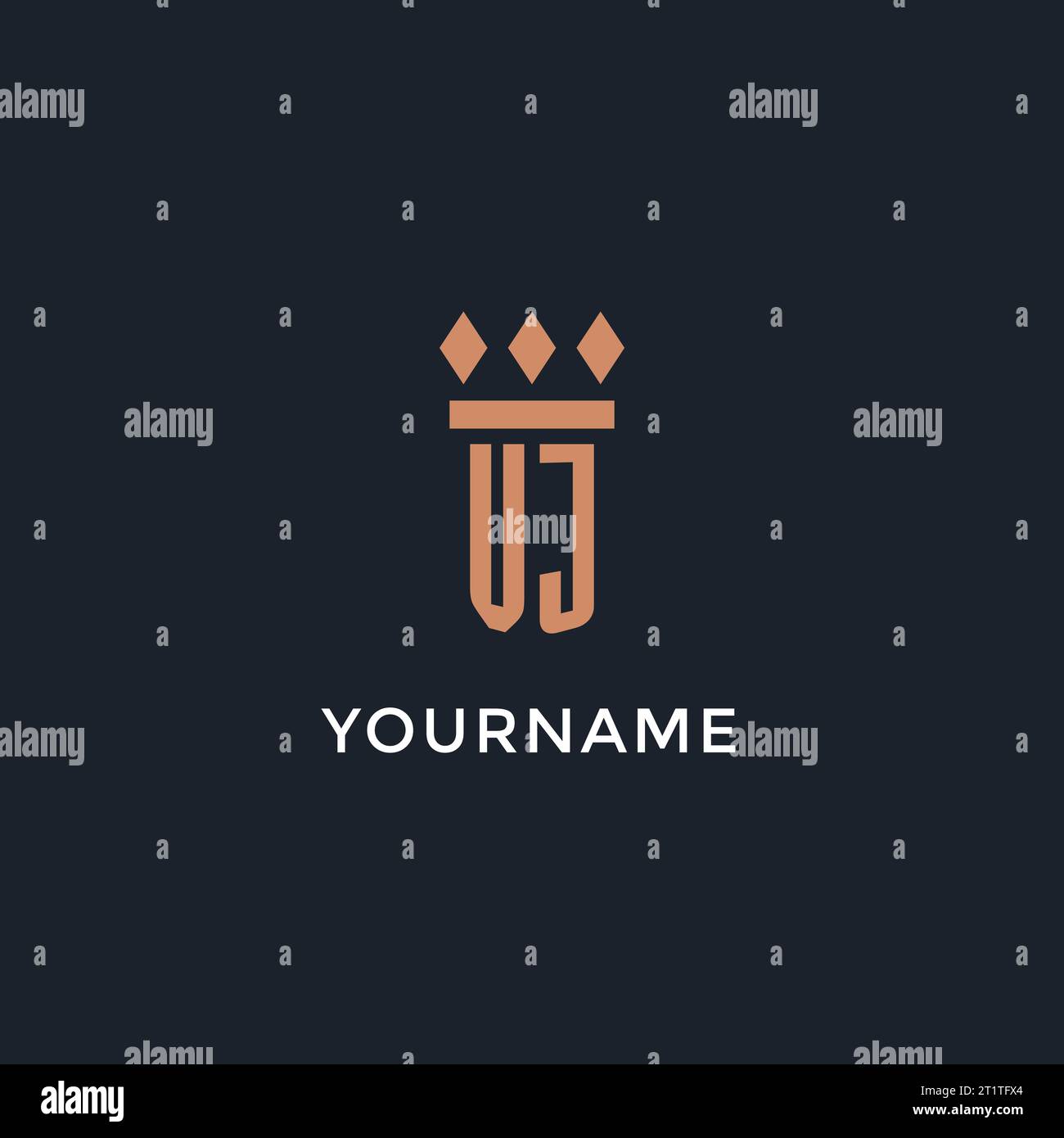 VJ logo initial with pillar icon design, luxury monogram style logo for ...