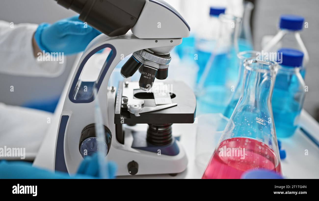 Intrepid caucasian scientist, fingers on the pulse of medical discovery ...