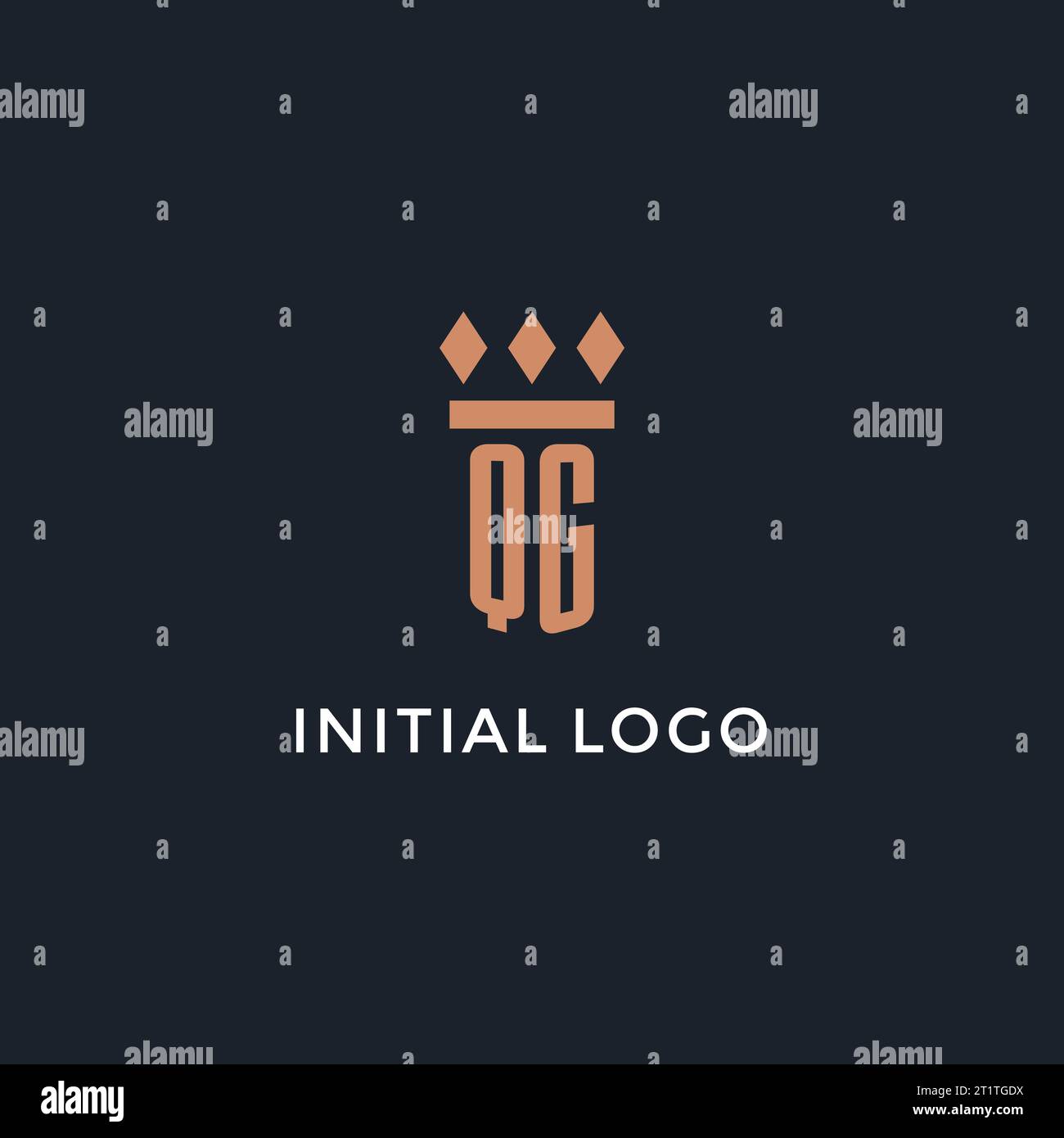 QG logo initial with pillar icon design, luxury monogram style logo for ...