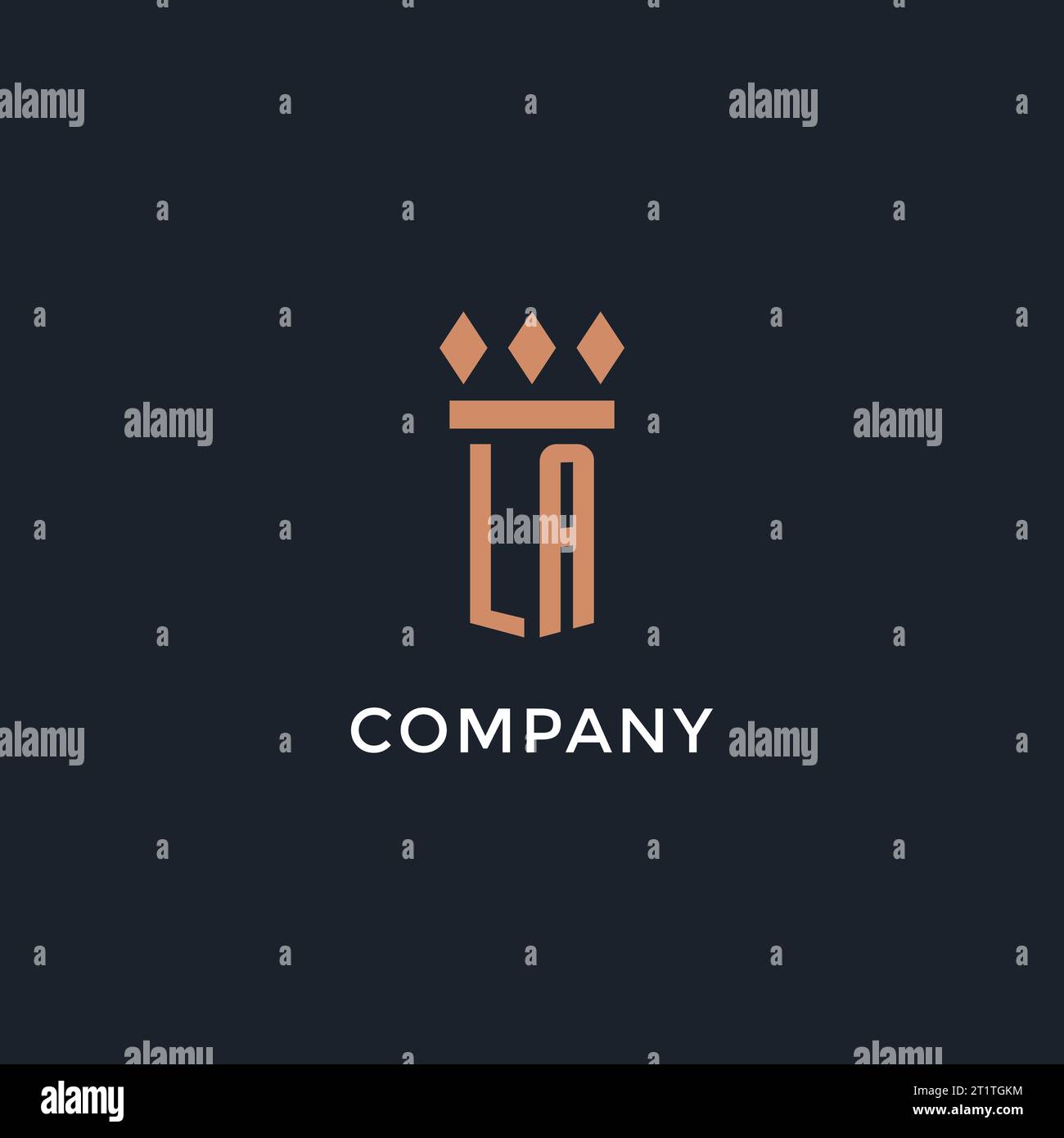 LA logo initial with pillar icon design, luxury monogram style logo for ...