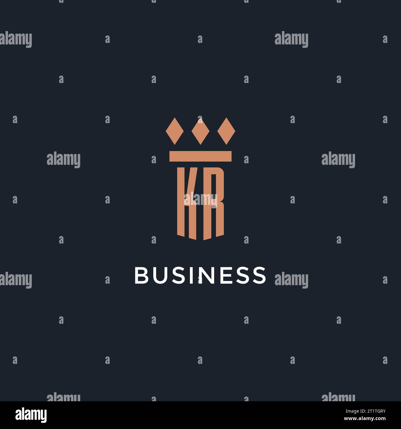 KR logo initial with pillar icon design, luxury monogram style logo for ...