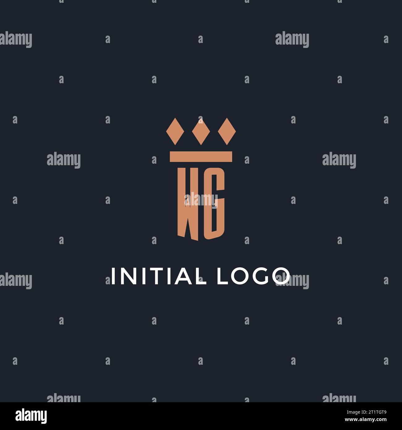 WG logo initial with pillar icon design, luxury monogram style logo for law firm and attorney vector graphic Stock Vector