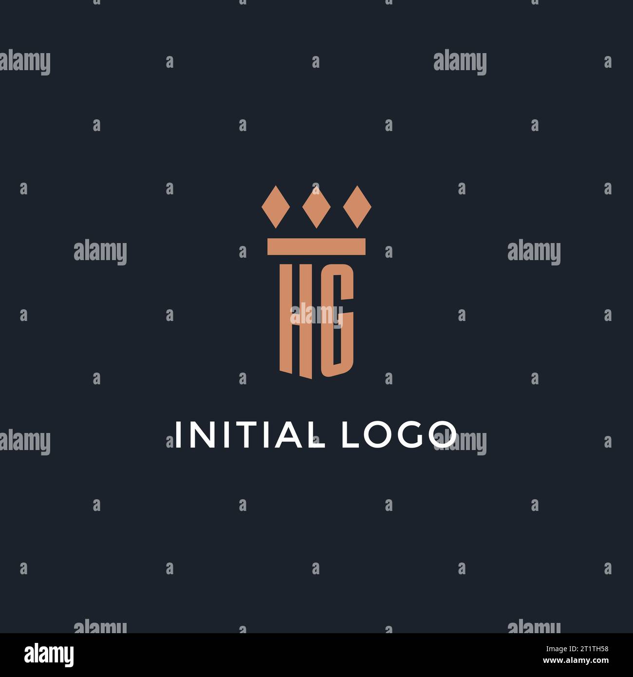 HG logo initial with pillar icon design, luxury monogram style logo for ...