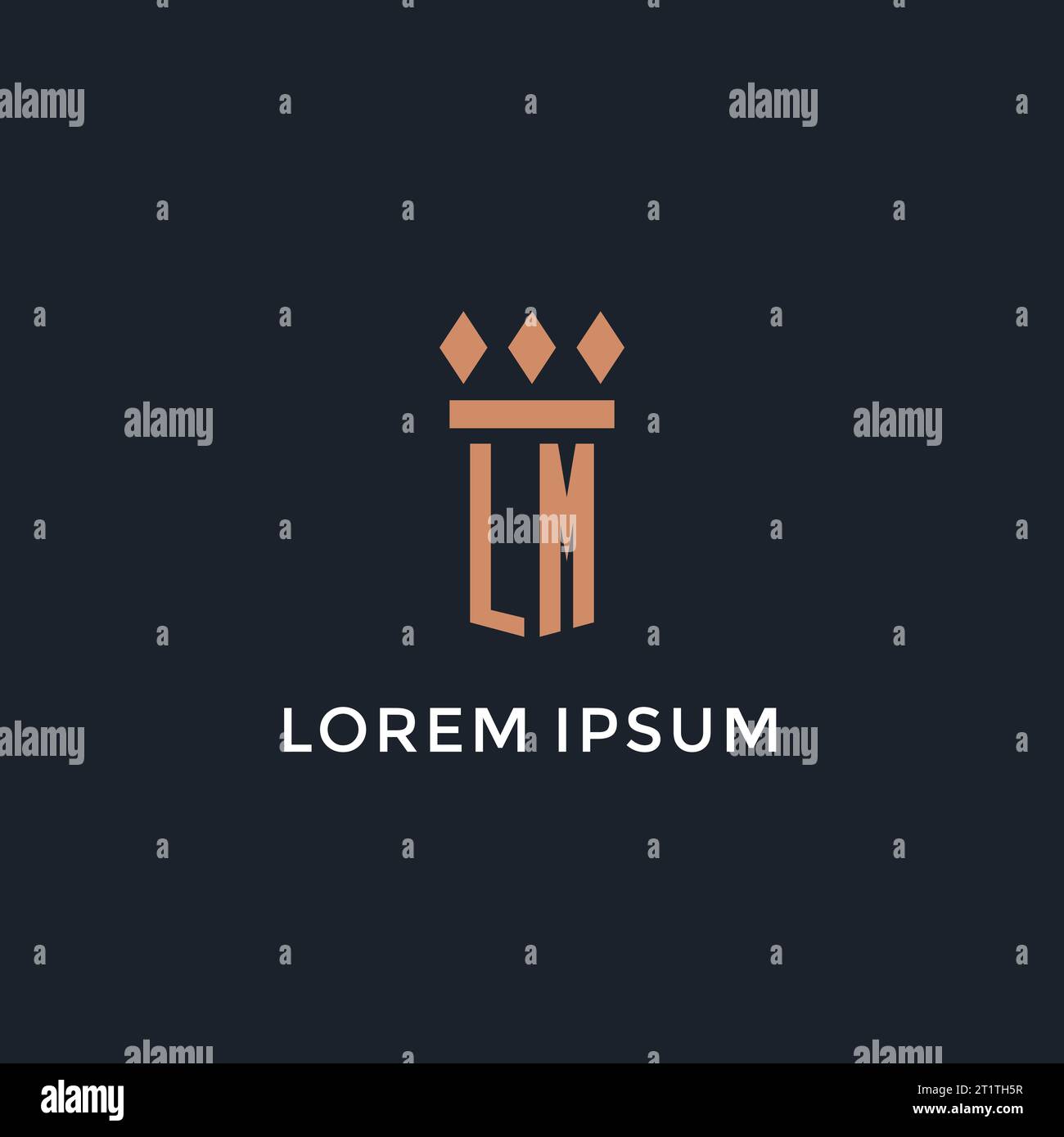 LM logo initial with pillar icon design, luxury monogram style logo for ...