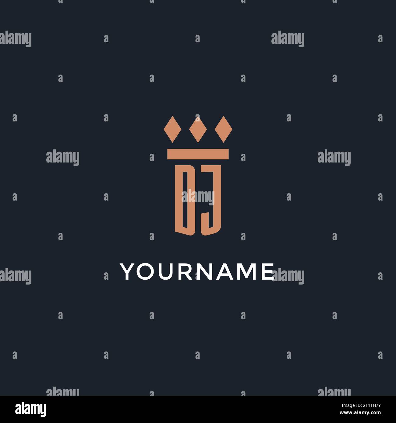 DJ logo initial with pillar icon design, luxury monogram style logo for ...