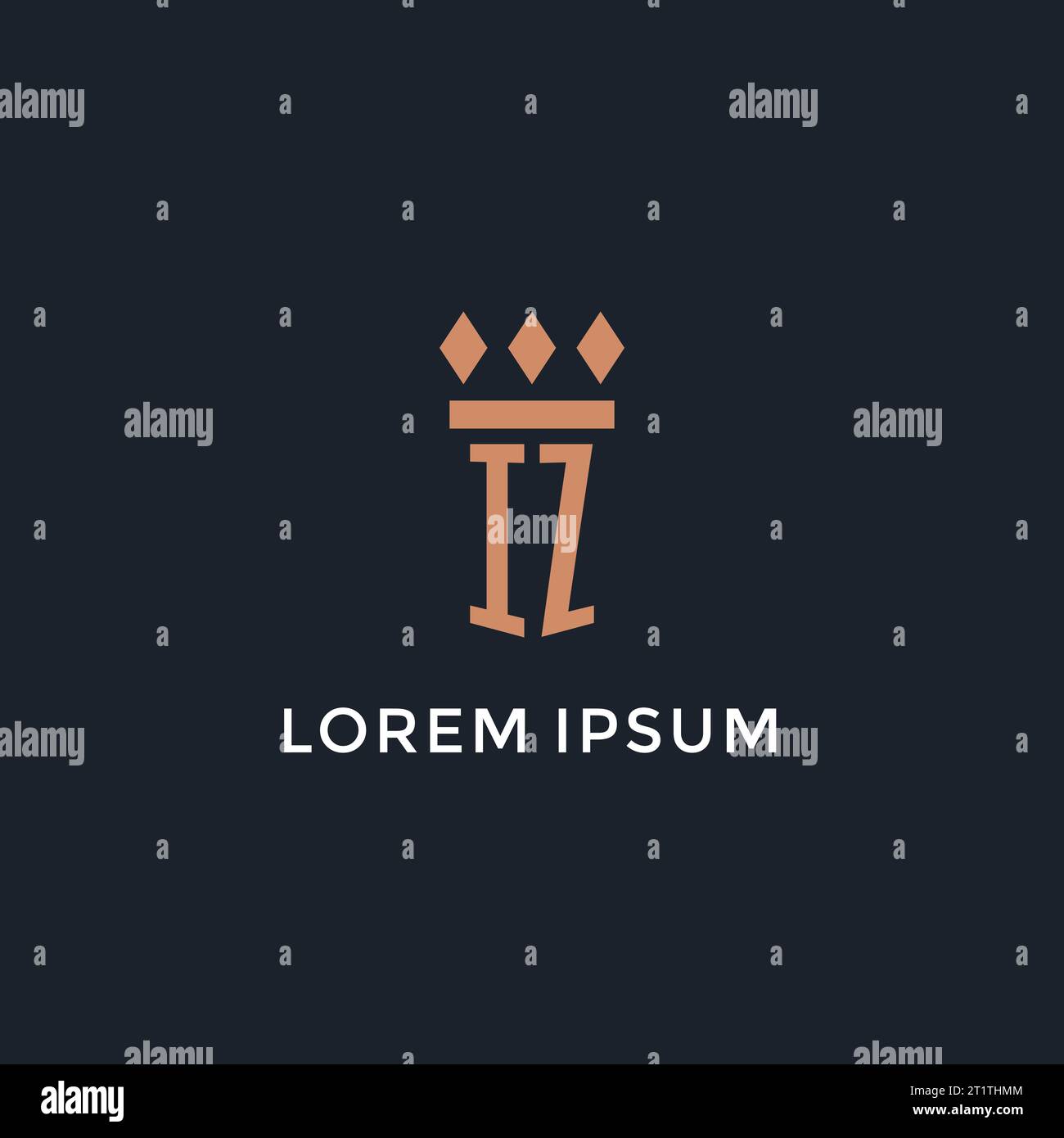 IZ logo initial with pillar icon design, luxury monogram style logo for ...