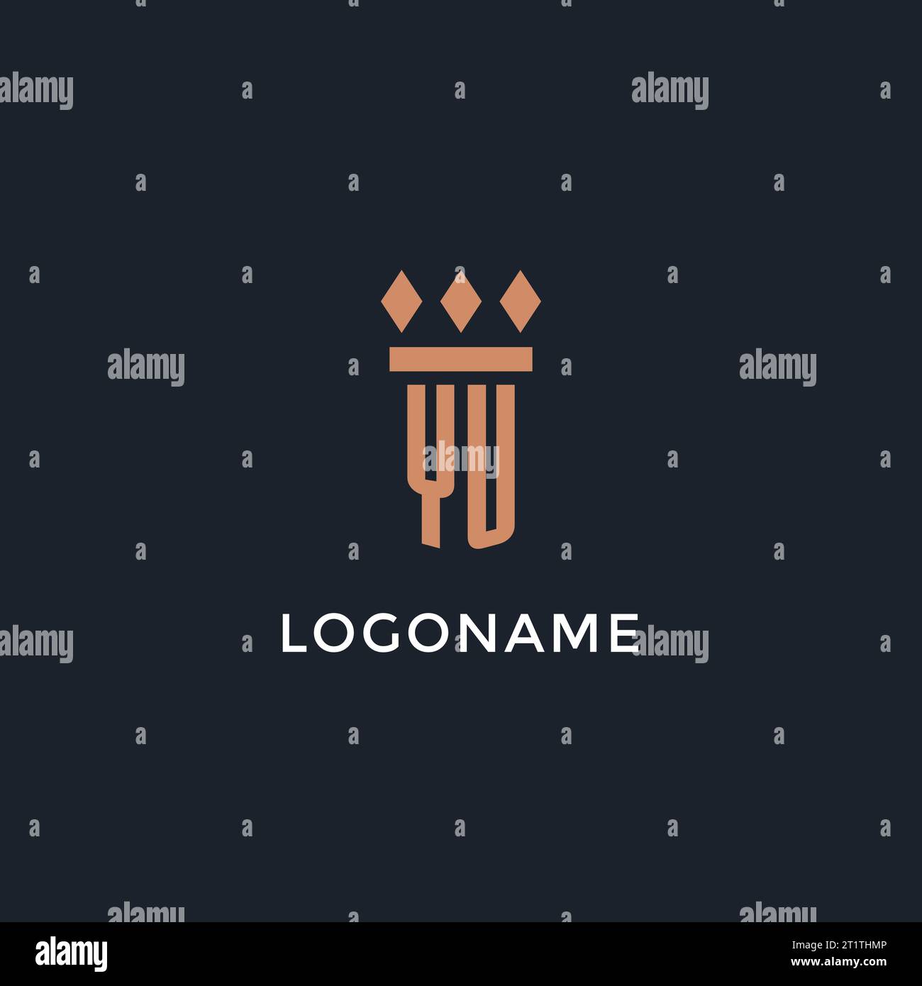 YU logo initial with pillar icon design, luxury monogram style logo for ...