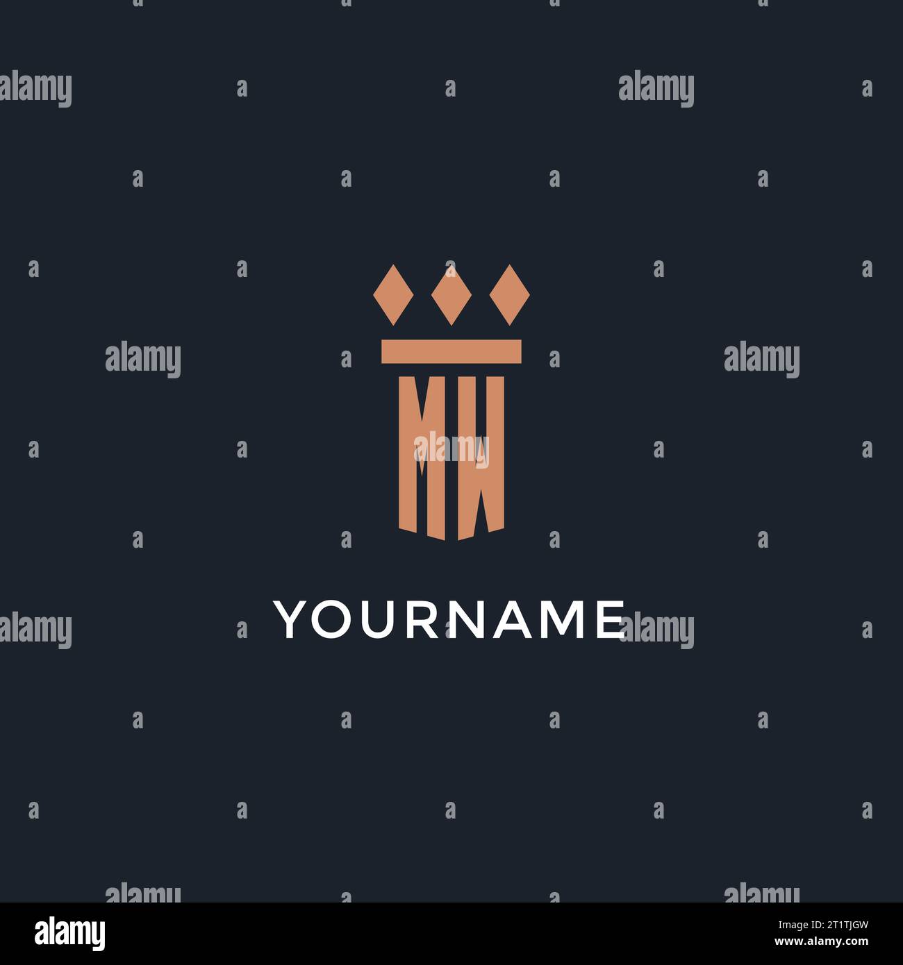 MW logo initial with pillar icon design, luxury monogram style logo for ...