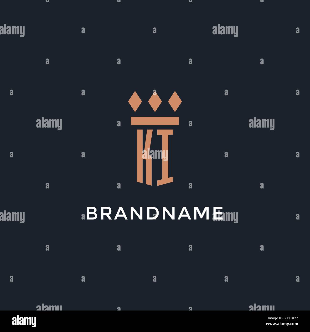 KI logo initial with pillar icon design, luxury monogram style logo for ...