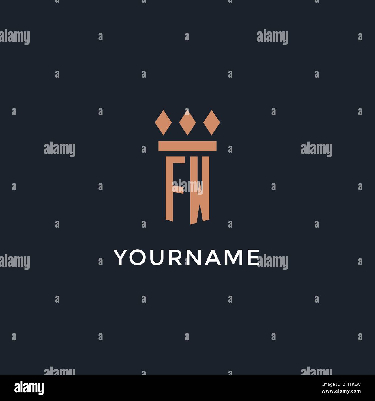 FW logo initial with pillar icon design, luxury monogram style logo for ...