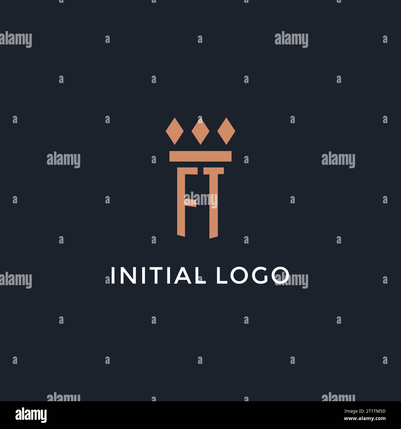 FT logo initial with pillar icon design, luxury monogram style logo for