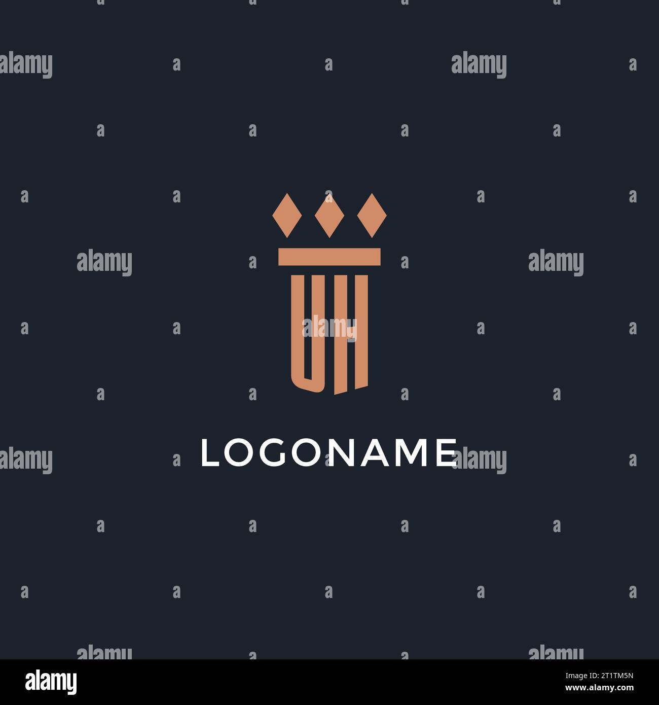 UH logo initial with pillar icon design, luxury monogram style logo for ...