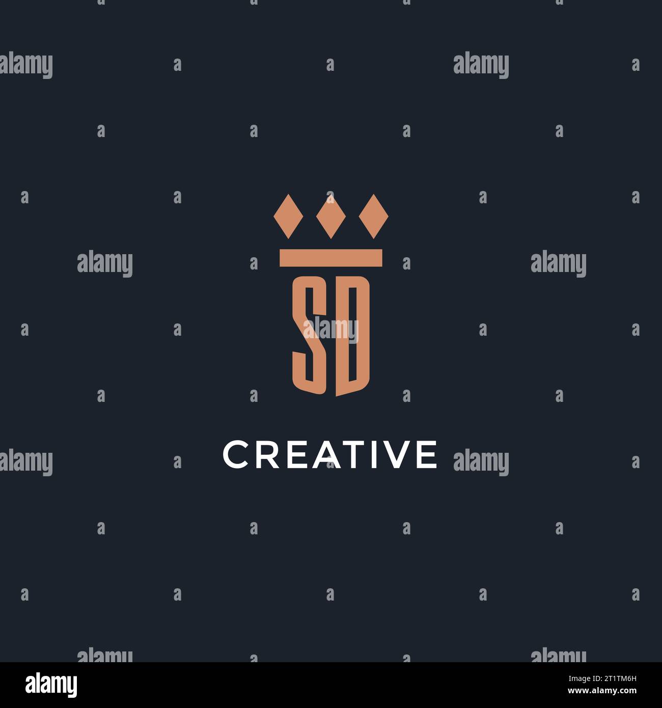 SD logo initial with pillar icon design, luxury monogram style logo for ...