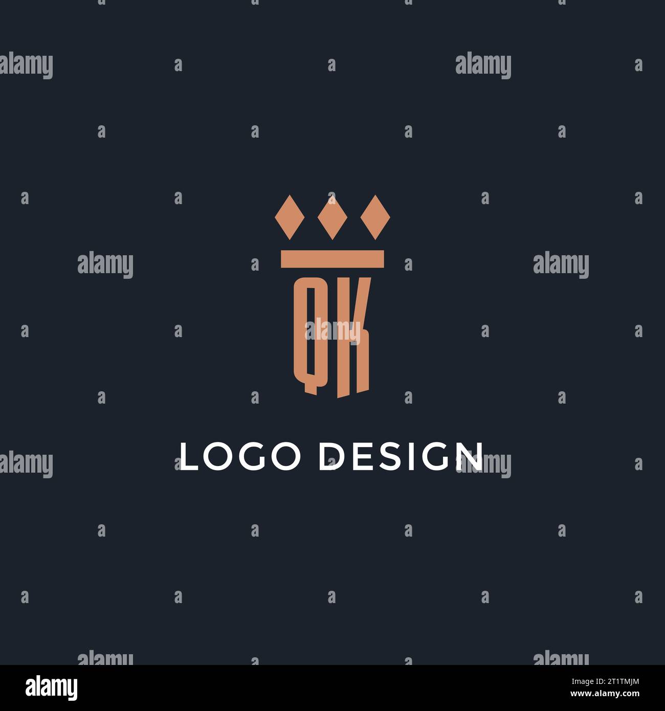 QK logo initial with pillar icon design, luxury monogram style logo for law firm and attorney vector graphic Stock Vector